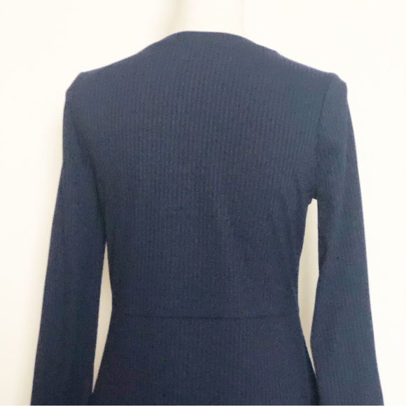 ANTHROPOLOGIE LEA & VIOLA Navy Tiered Long Sleeve Rib-Knit Dress Size Large - Picture 11 of 15